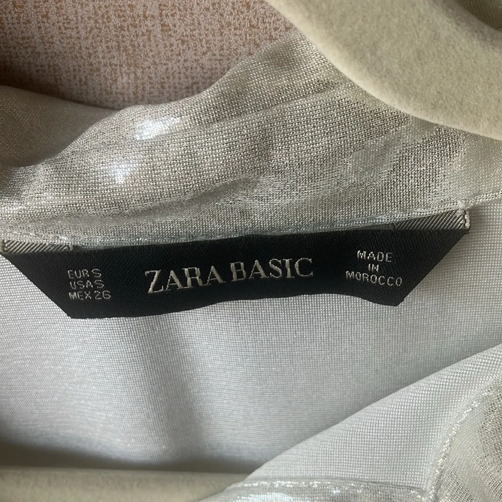 Zara Shimmering Button Down Shirt small - Image 3