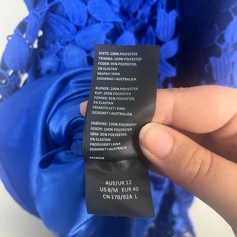 Bardot Gemma Halter Lace Sheath Dress in Cobalt size 8 lace midi - Image 10