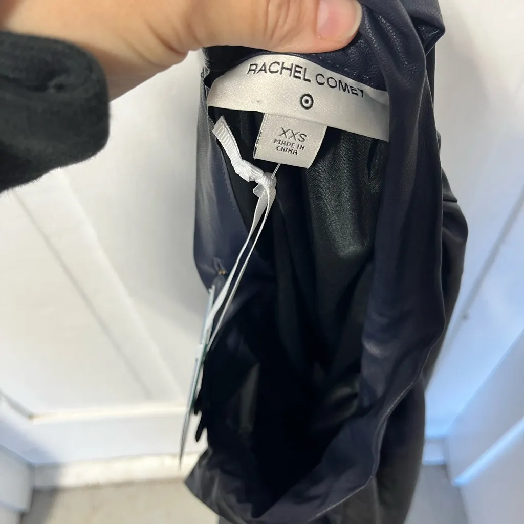 NWT Rachel Comey x Target Ink Blue long sleeve faux leather tie back blouse xxs - Image 7