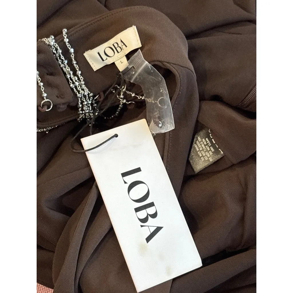 LOBA Debora Pearl Maxi Dress in Chocolate Brown Large New Womens Gown - Image 9