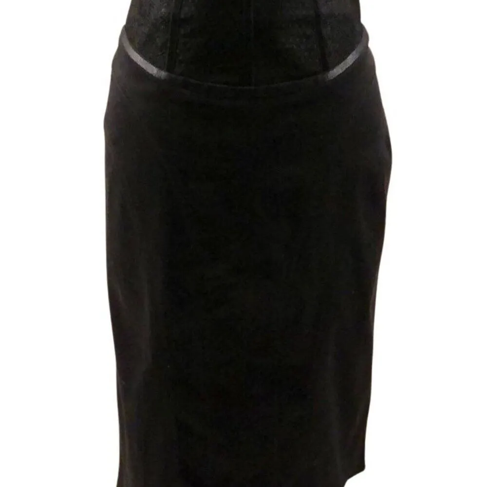 Cache Black Lace Bustier Pencil Skirt New 9" Back Split Satin Trim New $118 NWT - Image 4