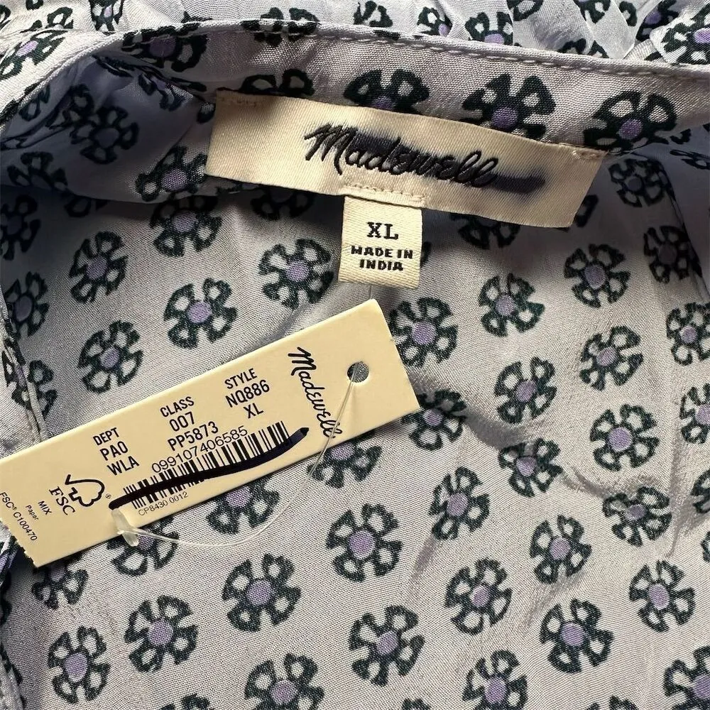 NWT Madewell Women's XL Puff-Sleeve A-Line Blouse Casual Top Washed Lavender - Image 9