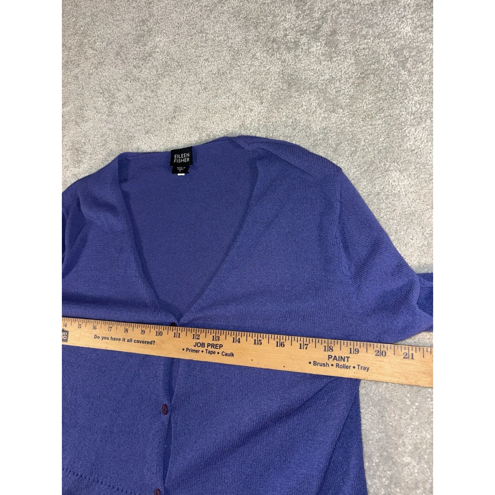 eileen fisher thin knit cardigan blue nylon rayon Small Loose Fit Minimalist‎ - Image 5