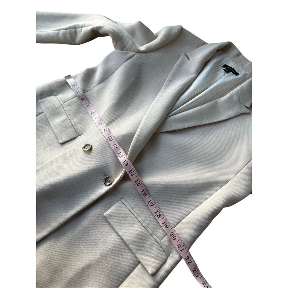 Ann Taylor Toasted Oat Twill Relaxed Long Double Breasted Blazer Size 14 - Image 10