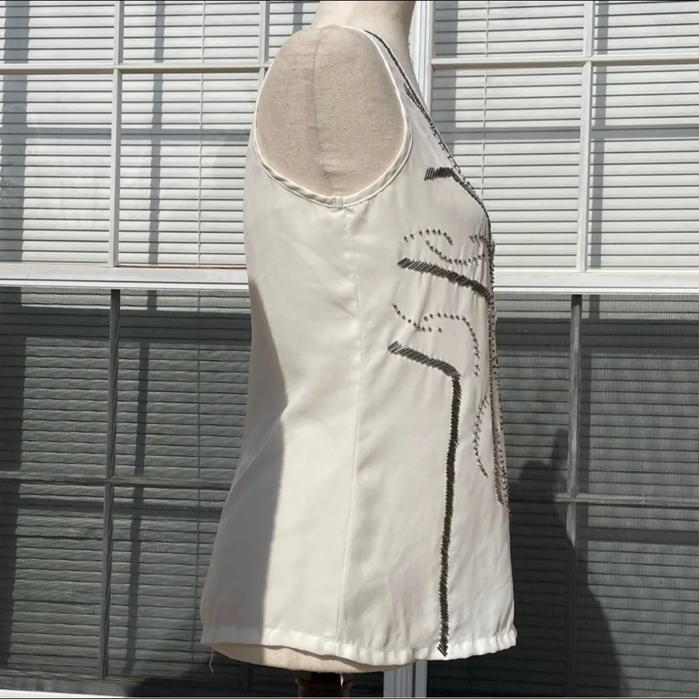 NWOT LA Made sleeveless off white beaded sheer top / XS - Image 6