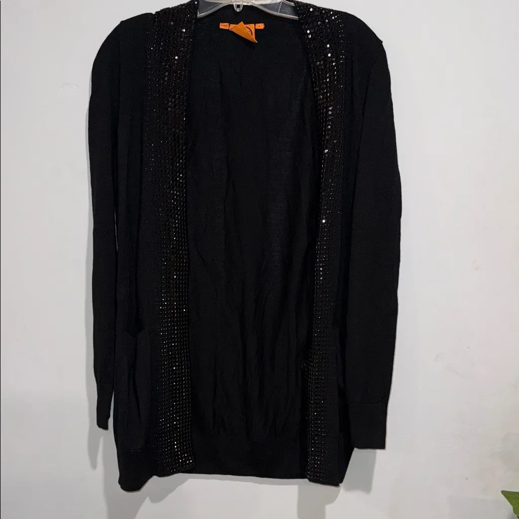 Tory Burch Black Cardigan with Sequin Trim - Image 2