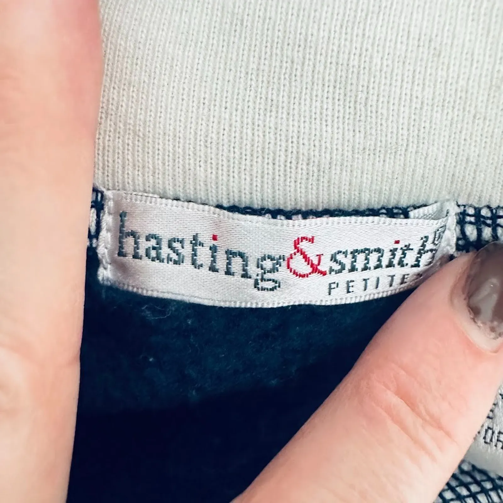 Vtg Hasting & Smith Sweatshirt Womens Petite Large Blue Fall Leaves CAT Granny - Image 6