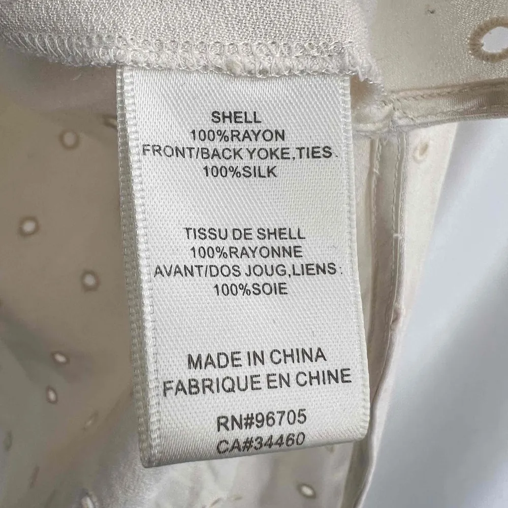 Rebecca Taylor Peasant Blouse Ivory Silk Trim Eyelet Romantic Feminine Boho S - Image 6