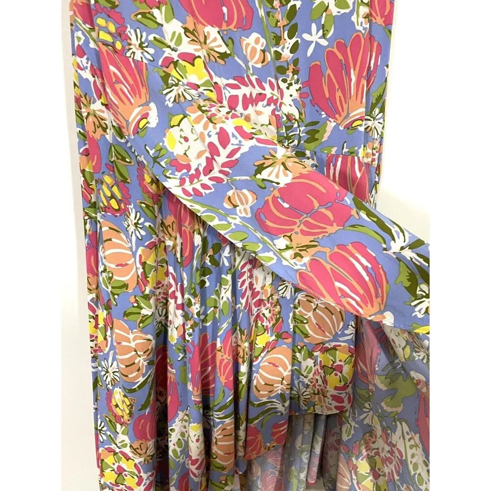 Matilda Jane Let’s Go Together Day Dreaming Skirt Size Medium Floral Blue Pink - Image 3