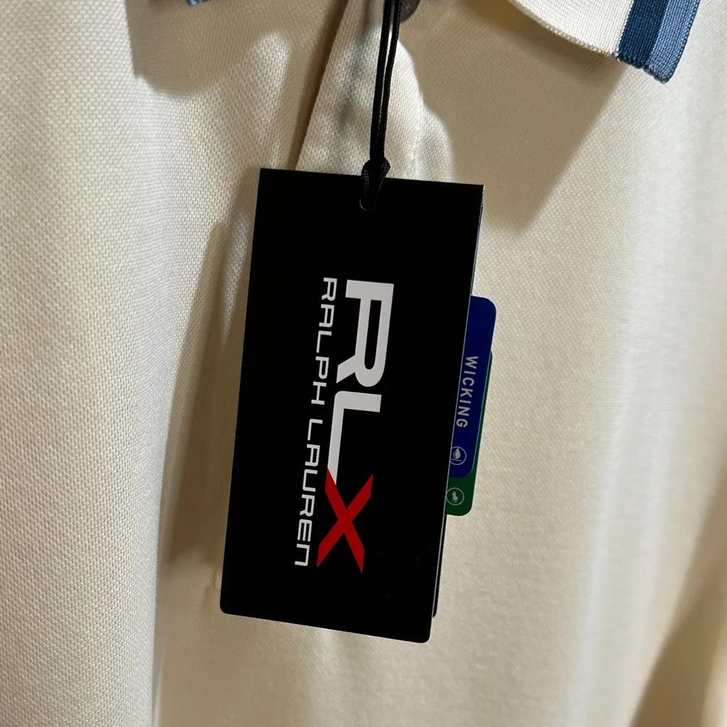 NWT Ralph Lauren RLX Women’s Size Large Cream Polo with Blue Detail - Image 6