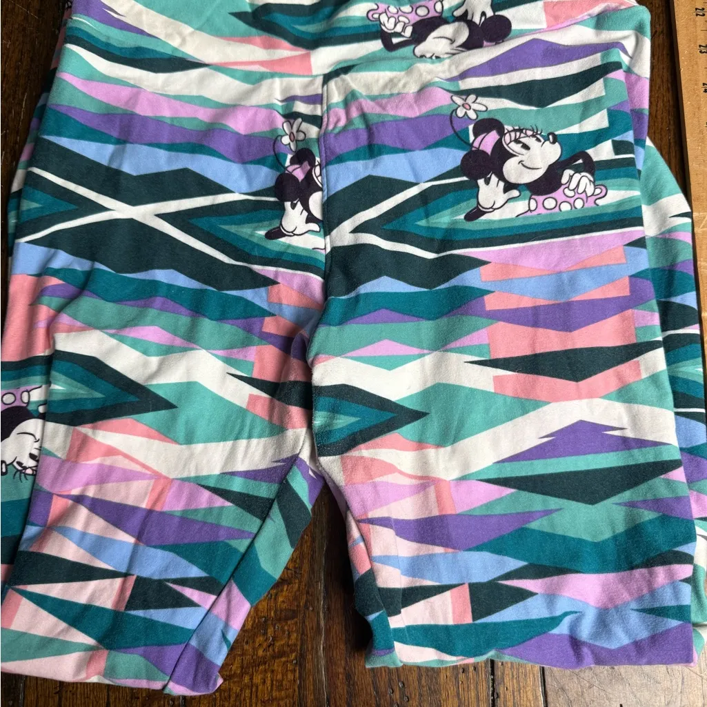 LuLaRoe Teal and Pink Minnie Mouse Patterned Leggings OS - Image 2