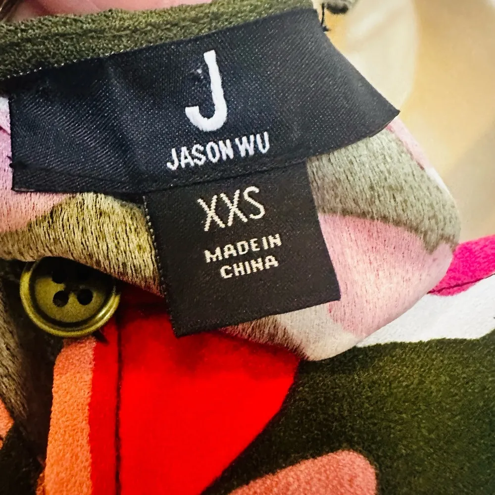 J Jason Wu Woven Peplum Floral Tank Women's Top with Ruffle Green Size XXS - Image 7