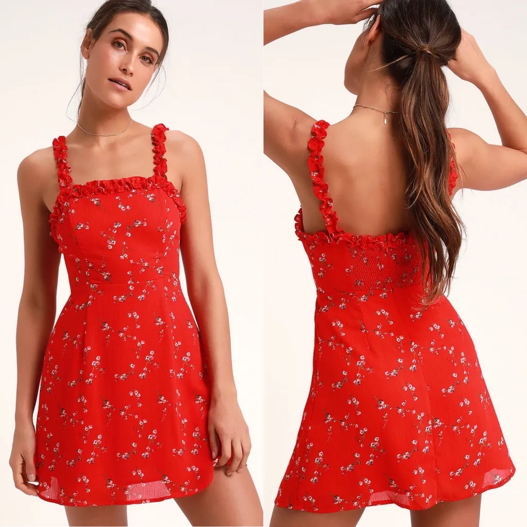 LULU’S In the Garden Floral Skater Dress Size L - Image 2