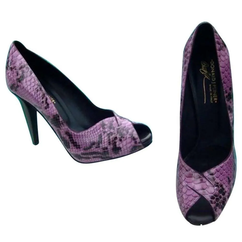 Donald Pliner Couture Python Leather Shoe Pump New Peep - Image 3
