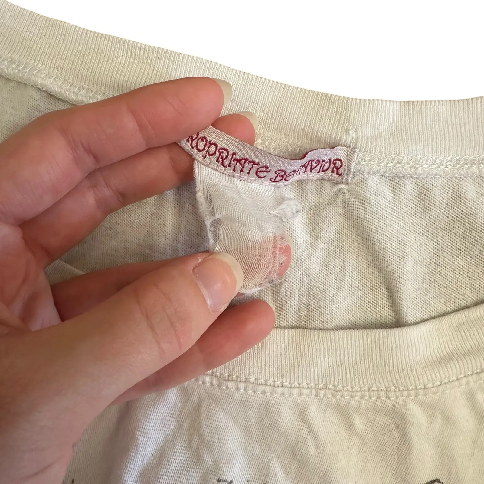 Y2K Graphic Rose Cross Tee Appropriate Behavior White Distressed‎ Glitter S/M - Image 8