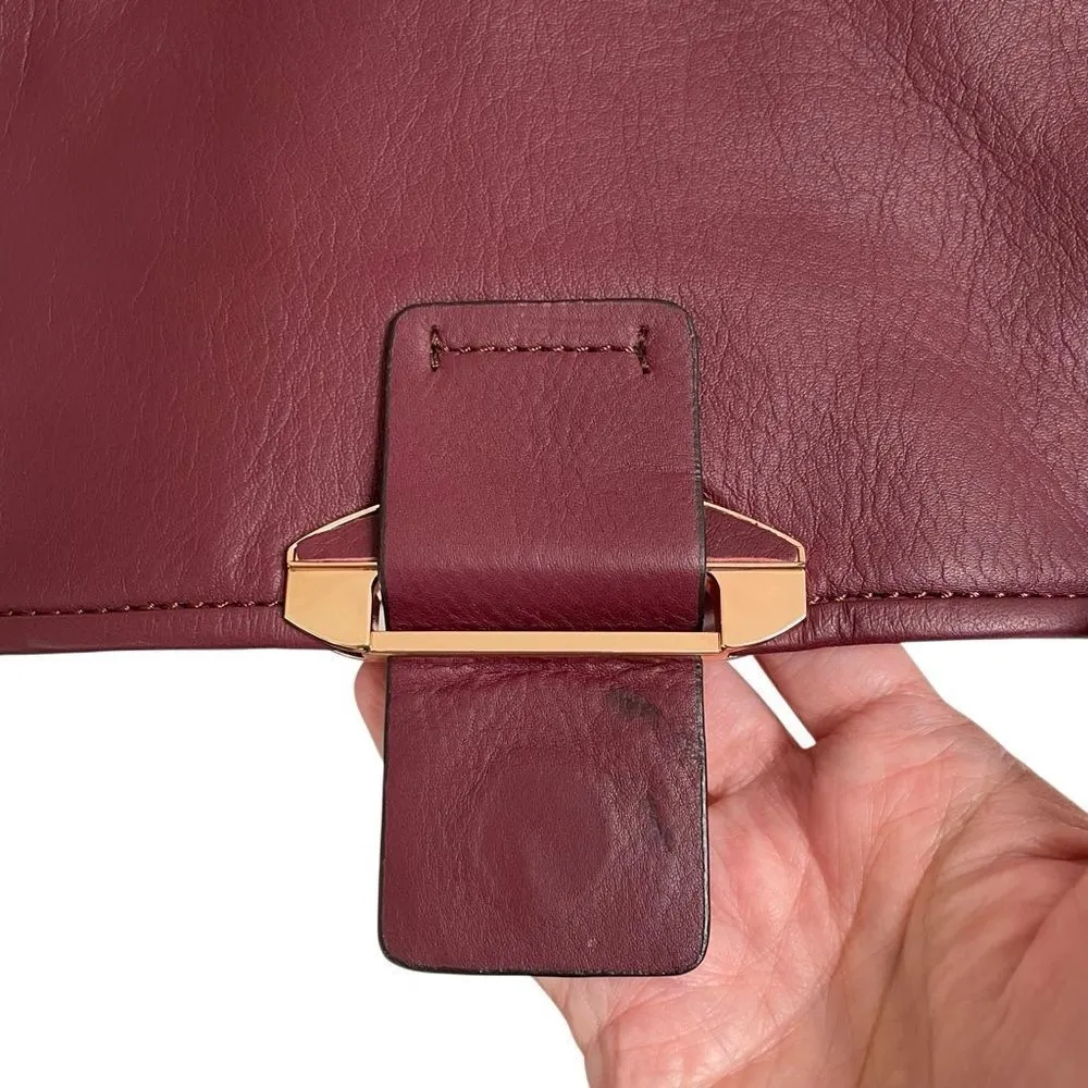 Kooba Leroy hobo crossbody handbag wildberry burgundy red NEW - Image 11