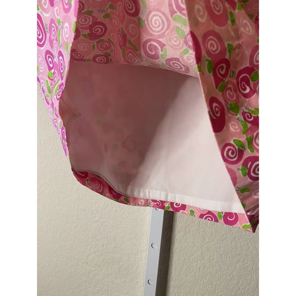 Vintage Lilly Pulitzer White Label Size 2 ~Happy Snails~Cotton Wrap‎ Skirt Pink - Image 5