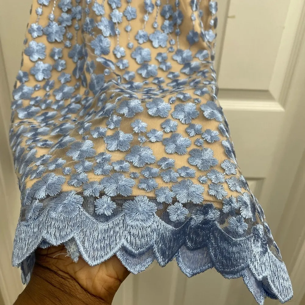 L’atiste Floral Embroidered Appliqué Lace Dress Scalloped hem CutOut Party Glam - Image 4