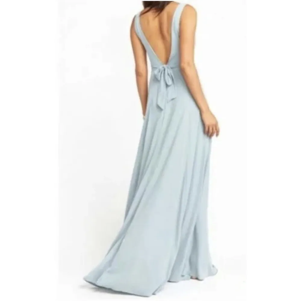Show Me Your Mumu Jenn Maxi‎ Dress in Silver Sage Crisp Blue V Neck| XXS | NWT - Image 6