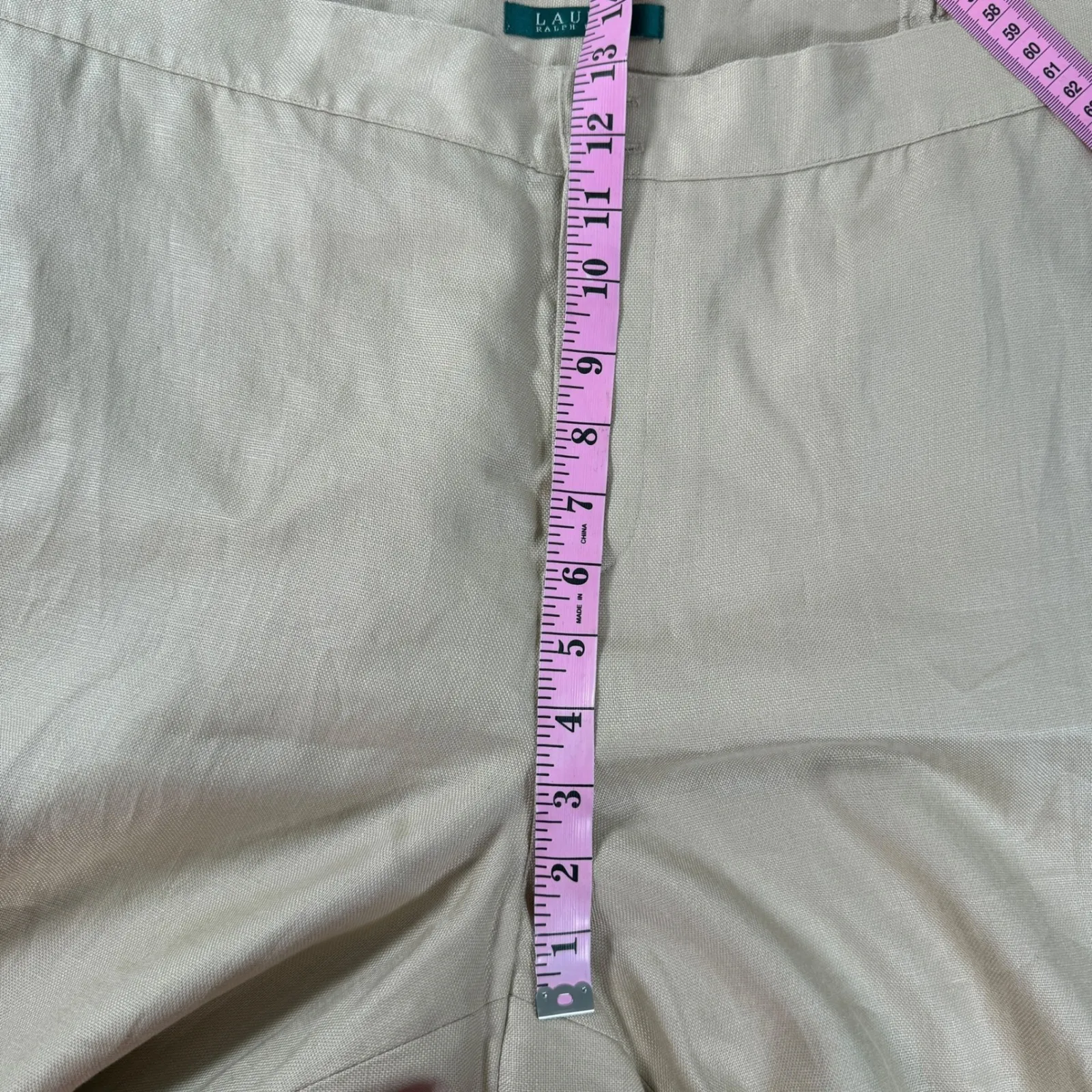 NWT Lauren Ralph Lauren 100% Linen Trousers 16W Tan Khaki Beige Pant Euro Summer - Image 4