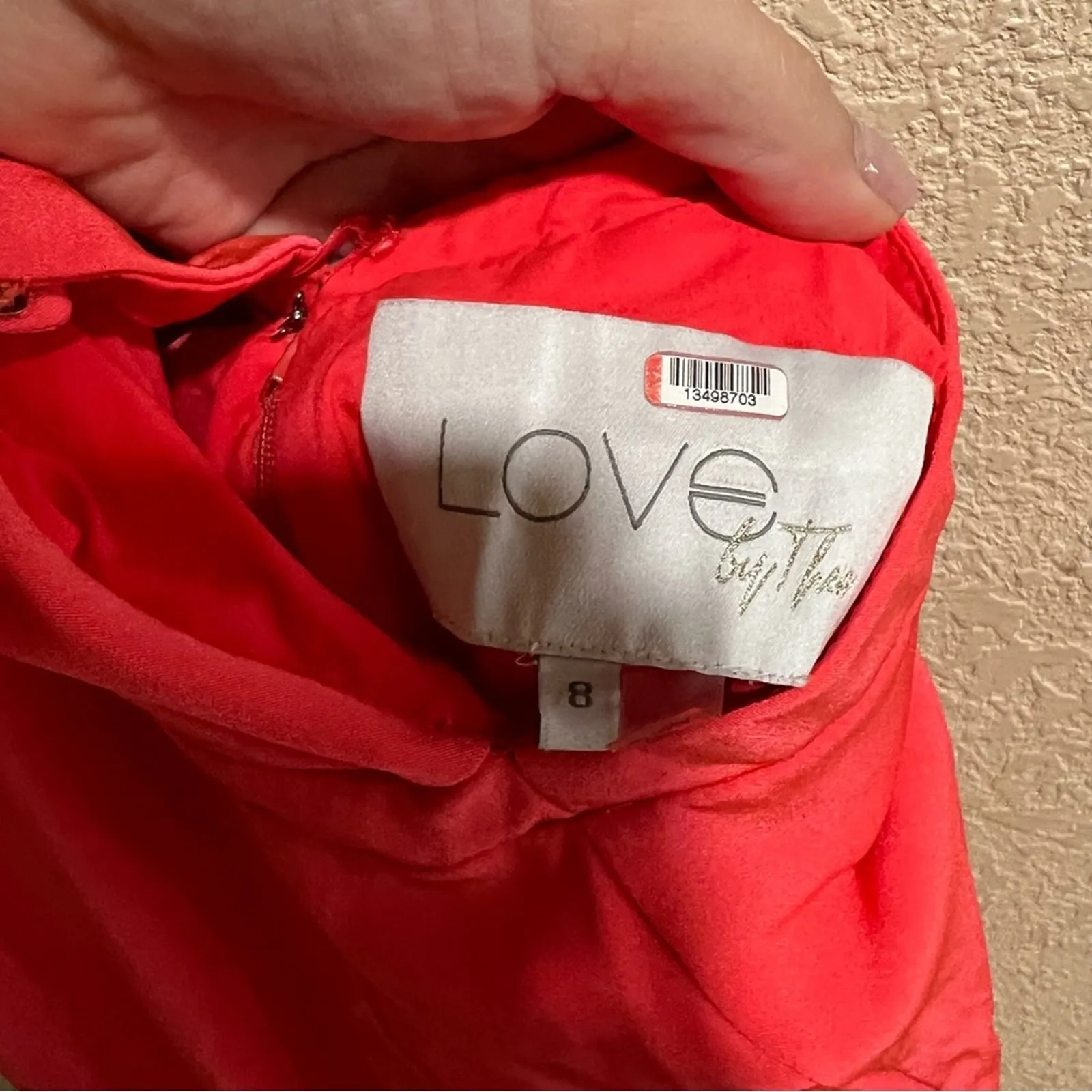 Love by Theia Coral Mermaid Cutout Halter Asymmetric Maxi Gown Orange Size 8 - Image 8