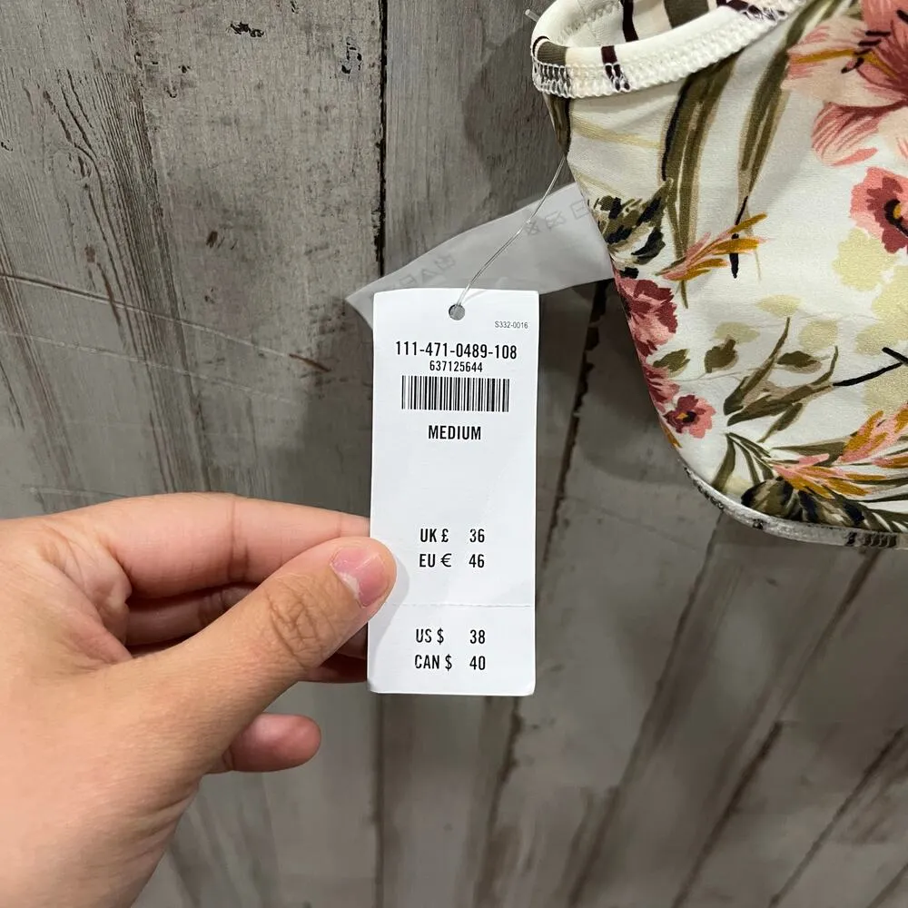 NWT Abercrombie Stripe Floral Reversible Bikini Top Tropical Womens Size Medium - Image 5