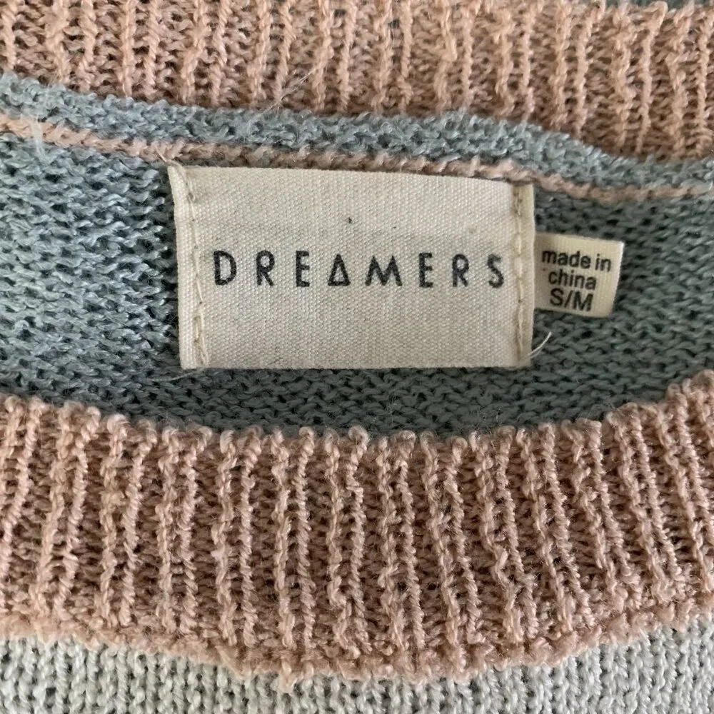 Dreamers Sweater Medium Boatneck Pullover Colorblock Cozy Fall‎ - Image 4