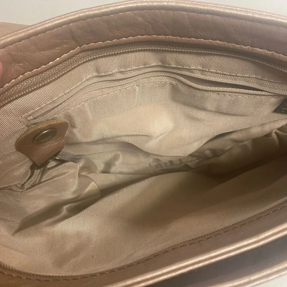 SAS Pebbled Metallic Tan Crossbody Shoulder Bag 10X3X7 Made in USA Tan - Image 15