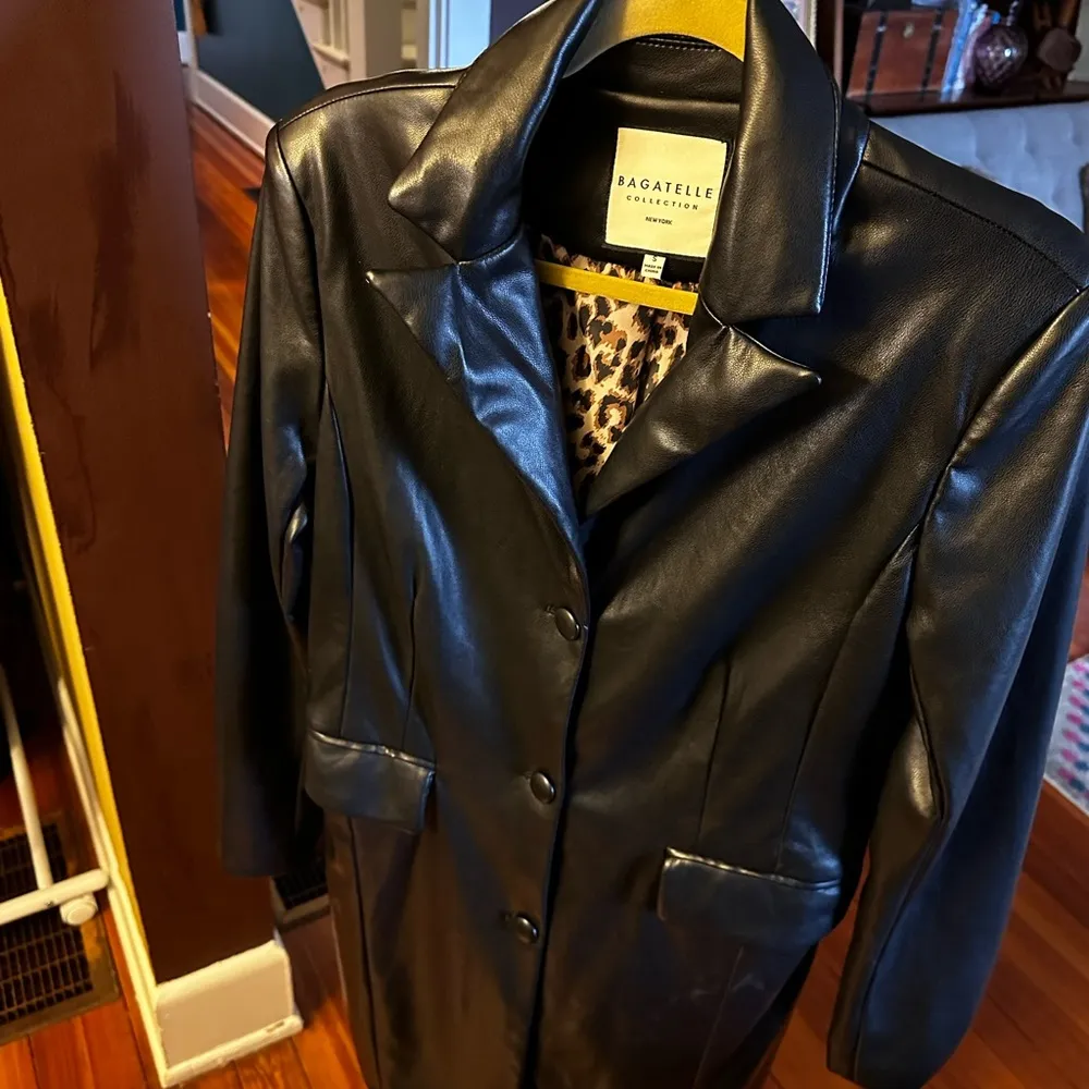 Faux Leather Trench Coat sz S to M - Image 3