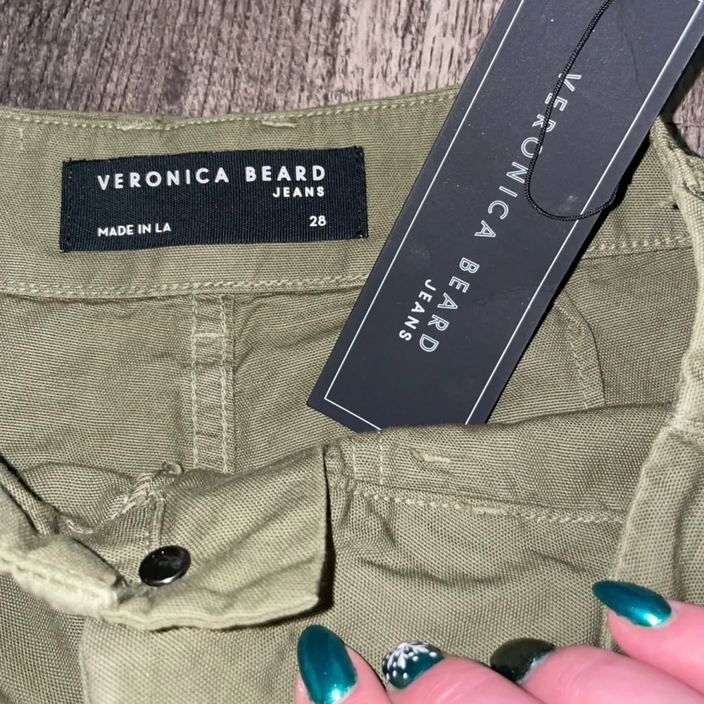 New Veronica Beard Pants Women 28 Twill Boho Ankle Carpenter Artsy Utility Olive - Image 2