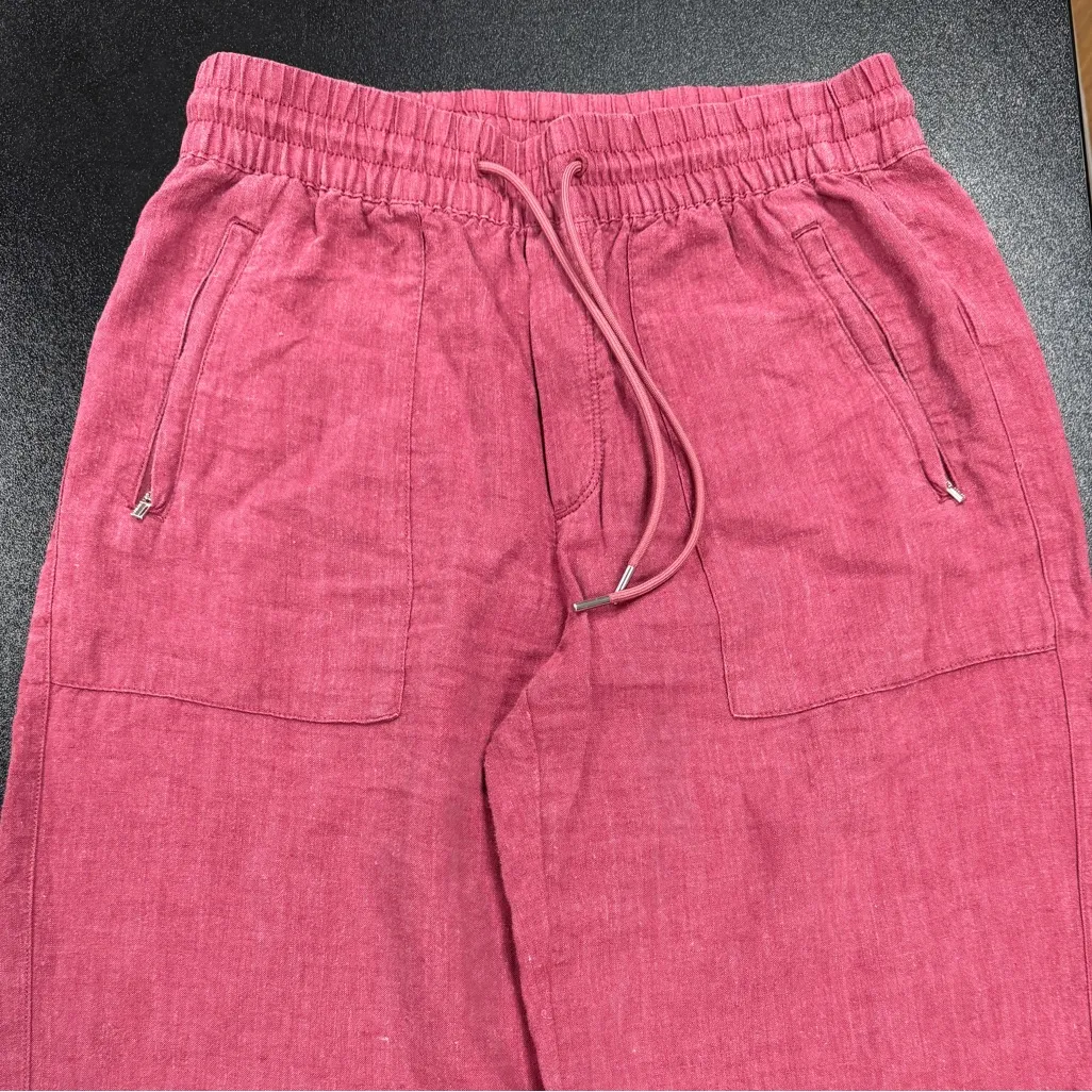 Athleta Retreat Wide Leg Linen Pants Size 4T Tall Berry Lightweight, Natural - Image 5