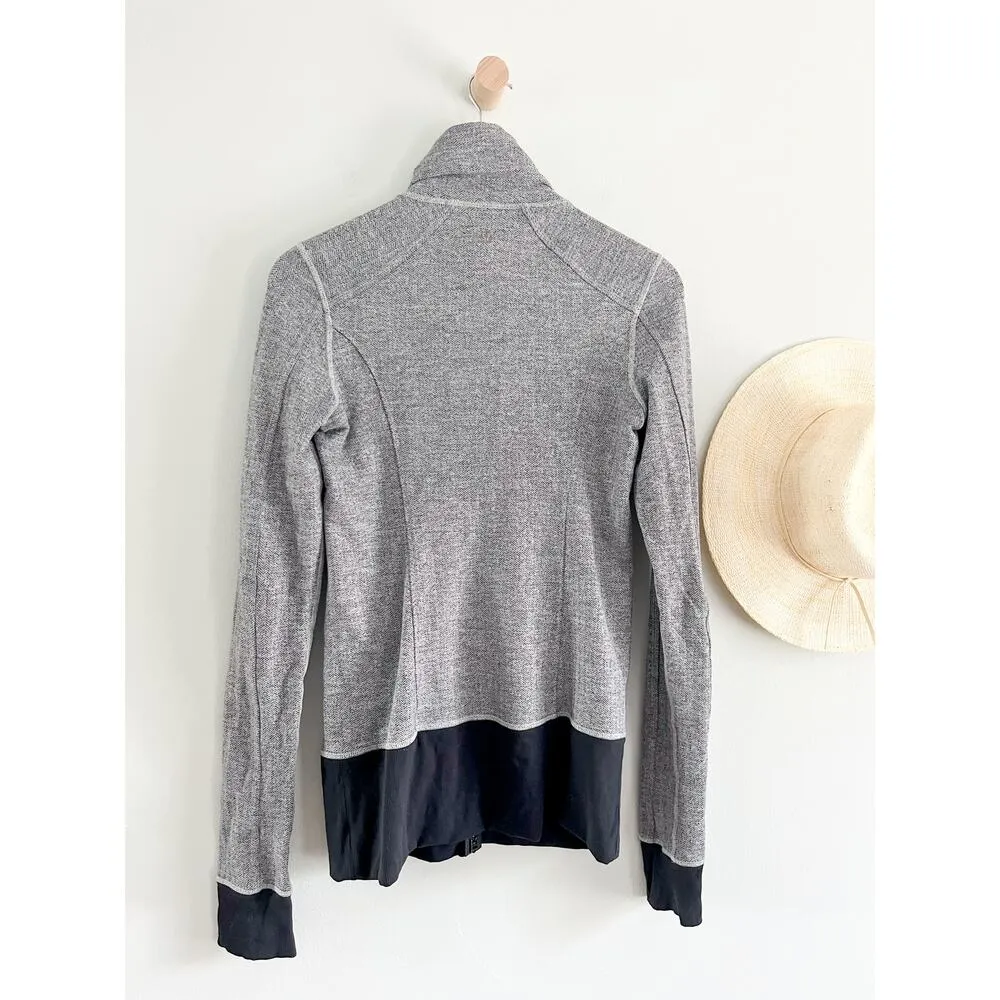 Lululemon | Nice Asana Jacket | Herringbone Black Gray | Sz 6 - Image 10