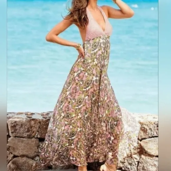 Victoria's Secret Silky Halter Maxi Floral Dress - Image 2