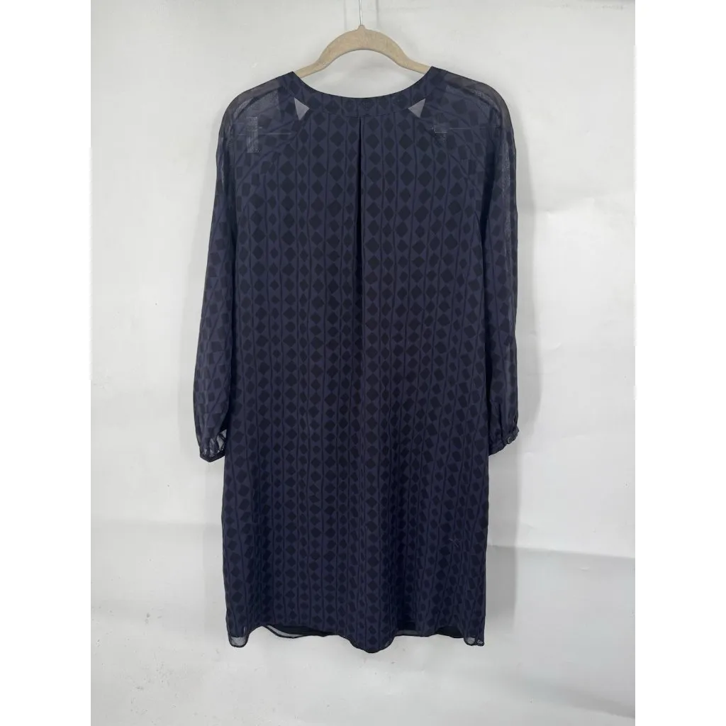 Cabi Harlequin Tunic Shift‎ Dress Purple Black Diamond Size Medium Preppy Casual - Image 3