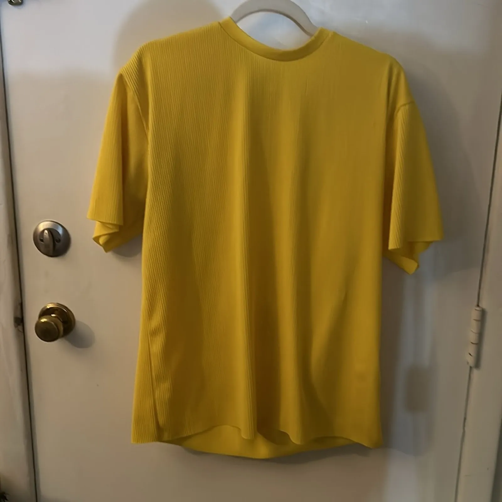 ZARA Yellow Ribbed Crewneck Top Short Sleeve S Dopamine Casual Festival Hippie - Image 5