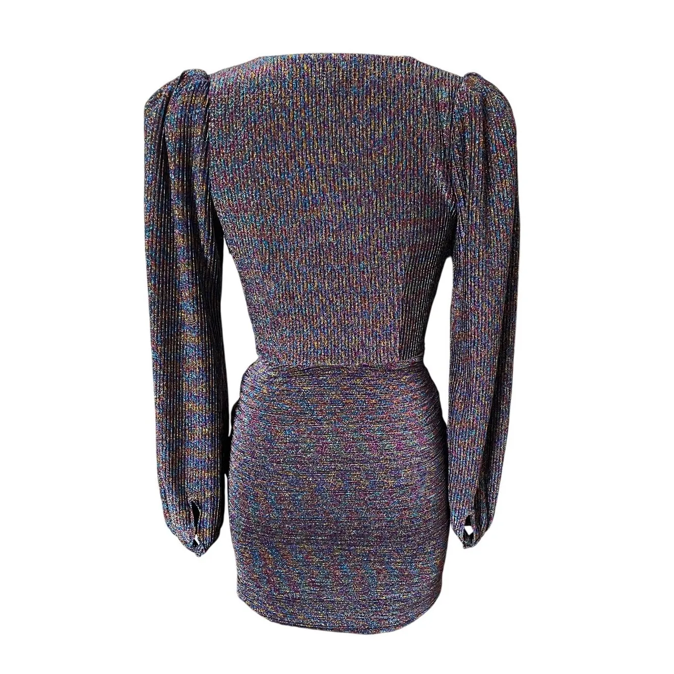 Ronny Kobo Pleated Rainbow Metallic Mini Party Dress Size XS X - Image 5