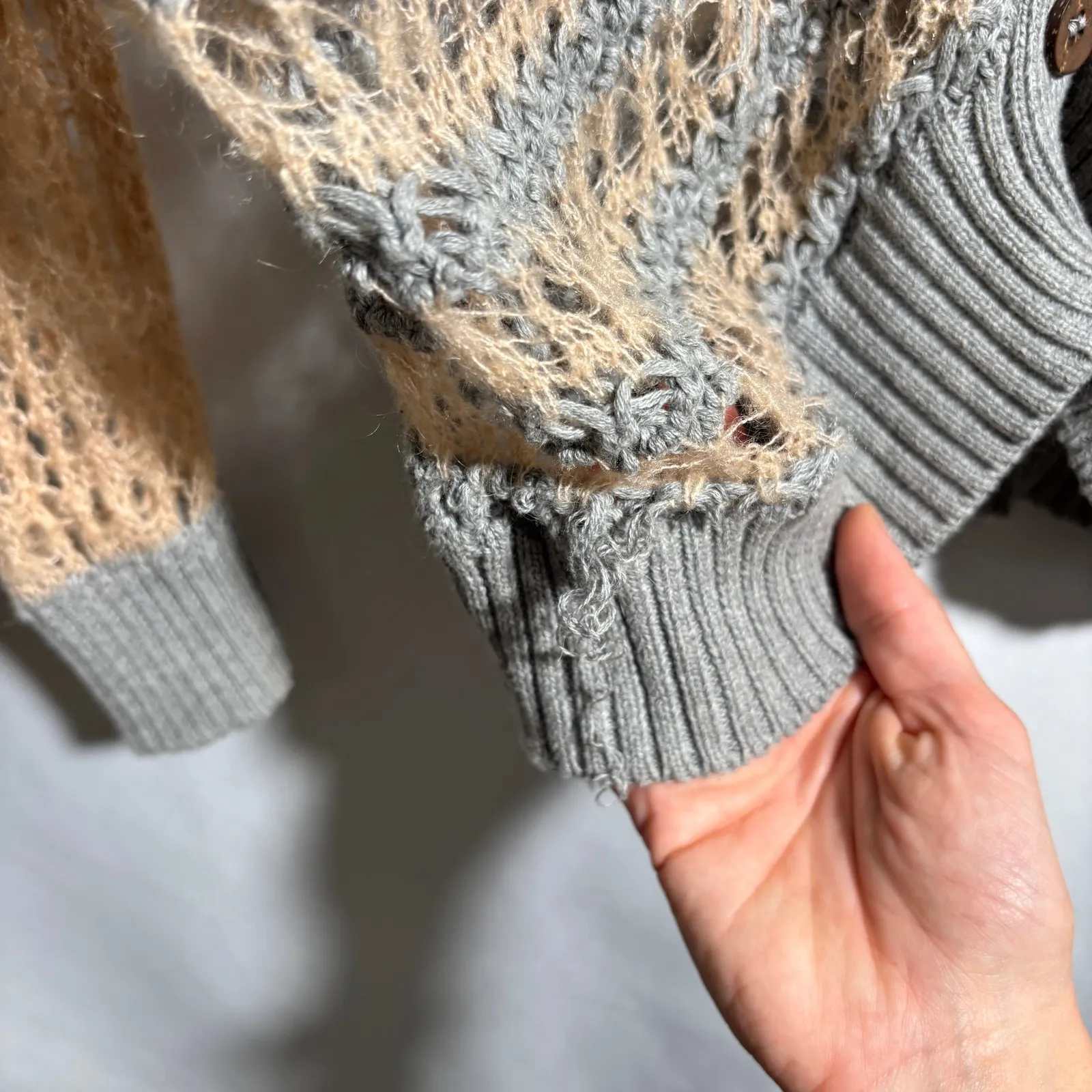 Chaser Open Knit Sweater Boho Layering Fairy Grunge Sweater Sheer Womens S - Image 6