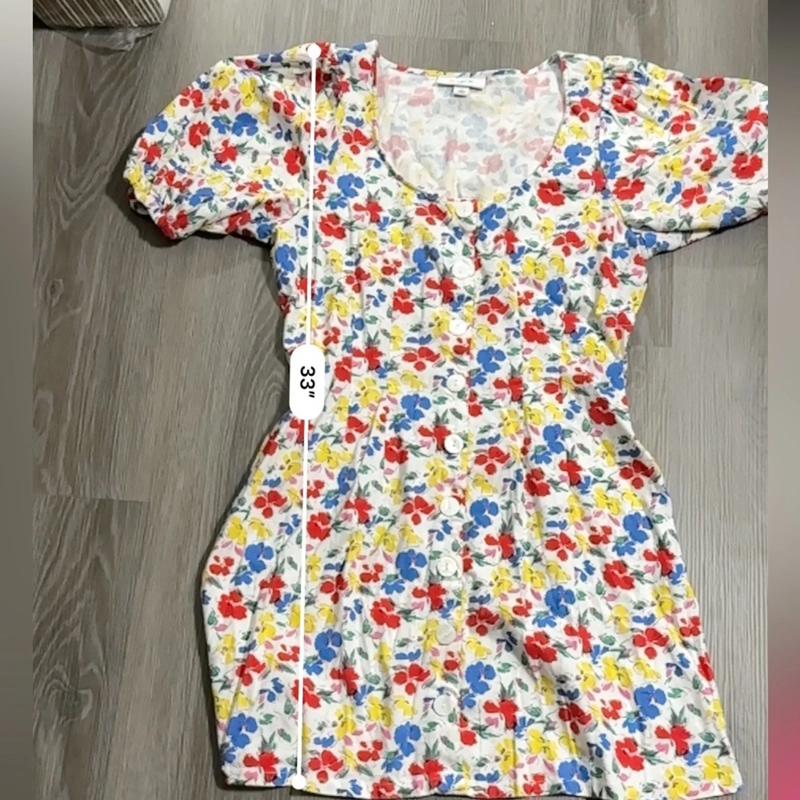 Rixo x Target Multicolor Floral Linen Blend Retro Short Sleeve Dress Size‎ 12 White - Image 10
