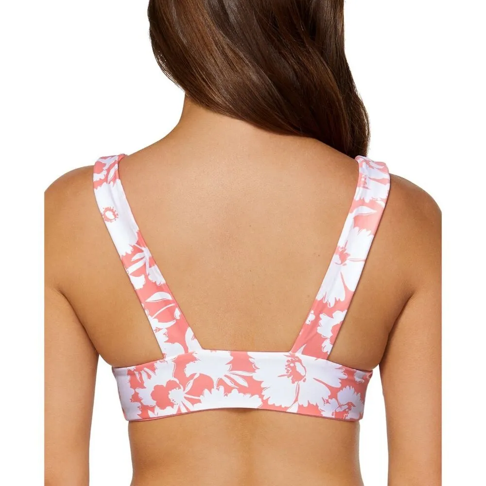 Reversible Raisins Pink White Floral Bikini Swim Top Size L - Image 5