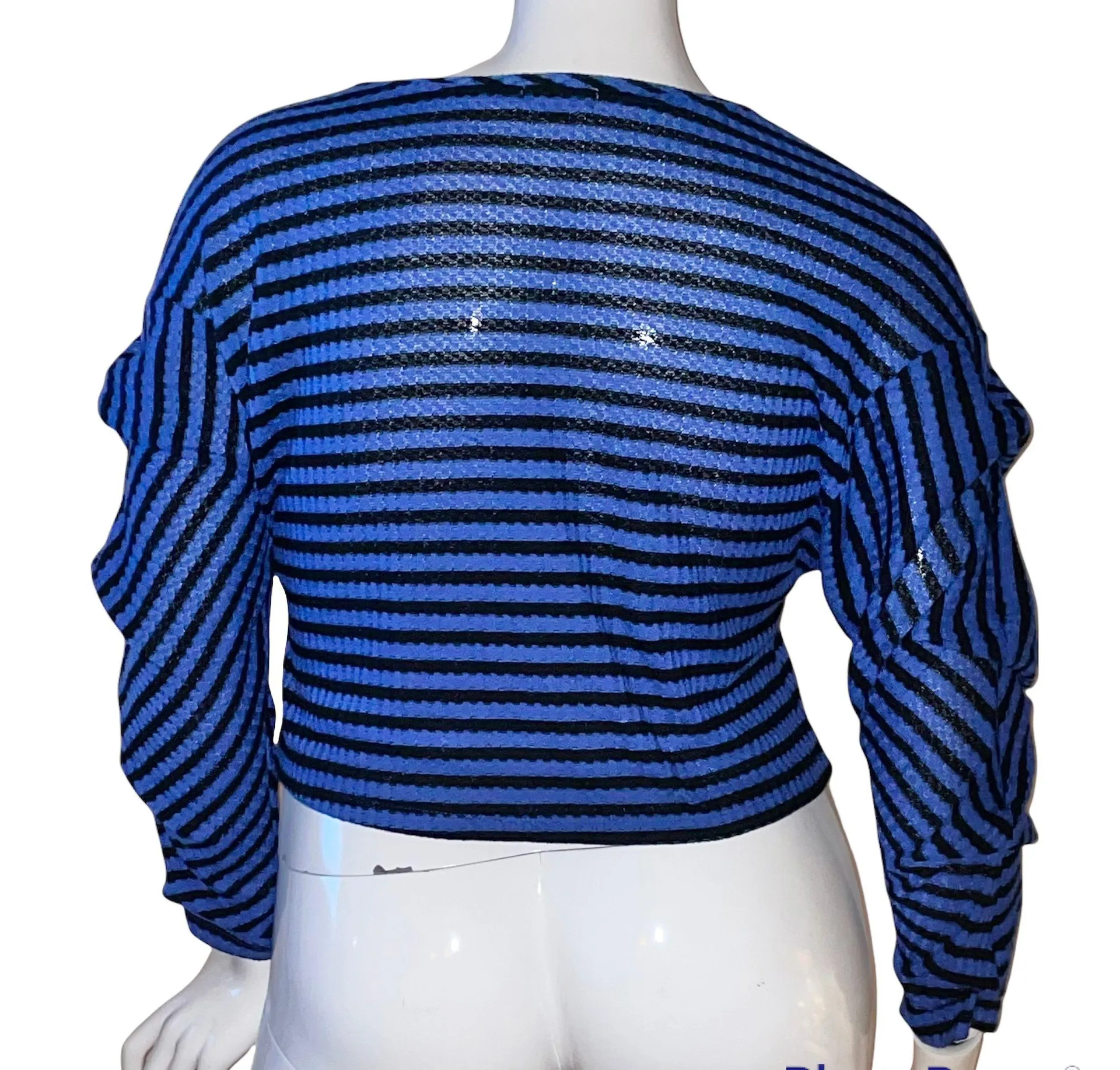 Love j Striped Ruched Sleeve Cropped Top - Image 3