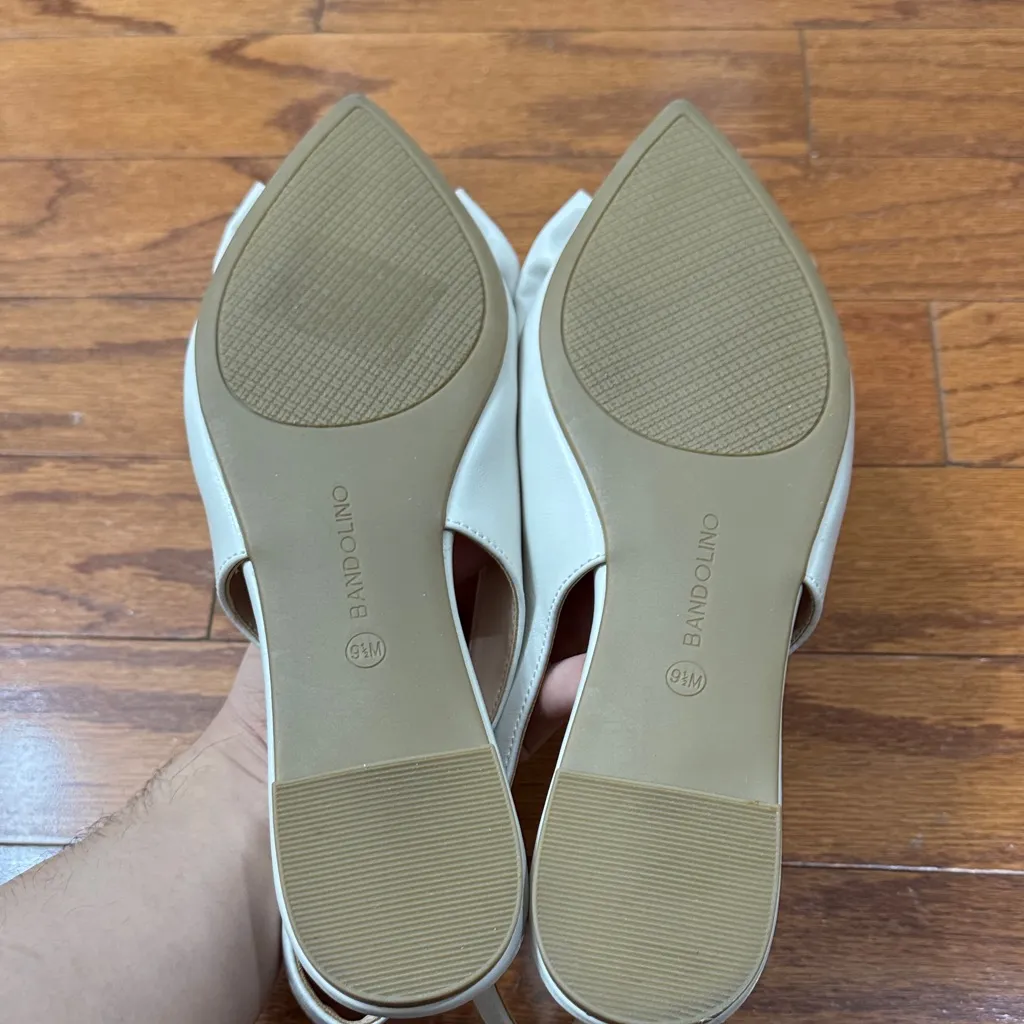Bandolino Cream Bow Slingback Flats - Image 4