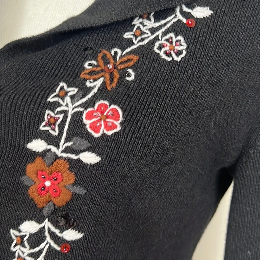 Vintage fairy floral cardigan sweater Black - Image 9