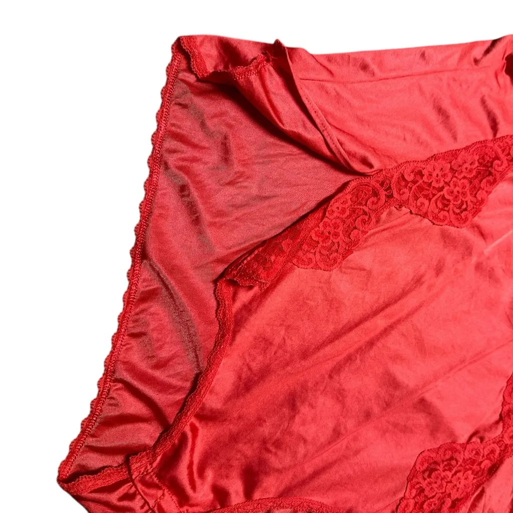 Vintage 80s Blush Nylon Satin Lace Coral Teddy Made In USA Size Large Lingerie - Image 4