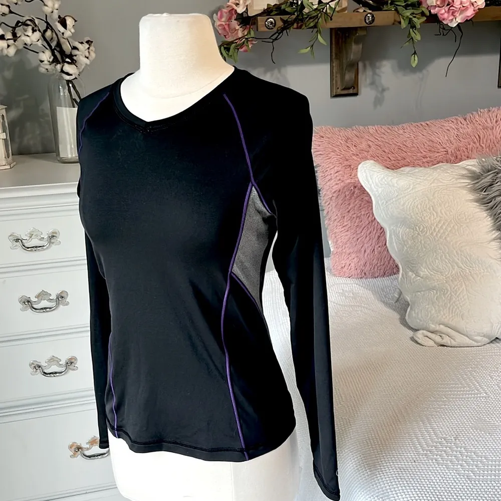 Double Dry Performance Shirt Black Long Sleeve Athletic Womens Small - Image 2