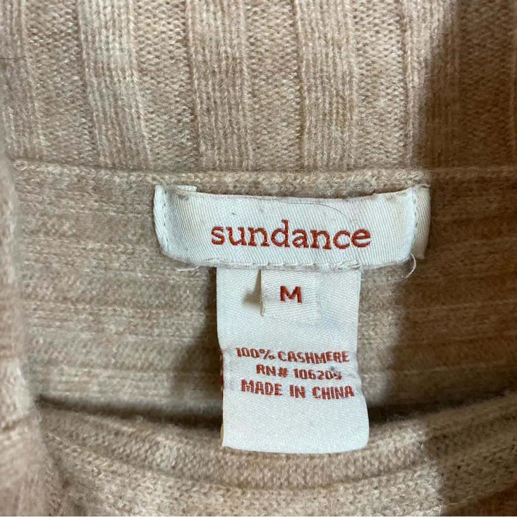 Sundance 100% Cashmere sweater boxy cut 3/4 sleeve size medium luxury turtleneck - Image 3