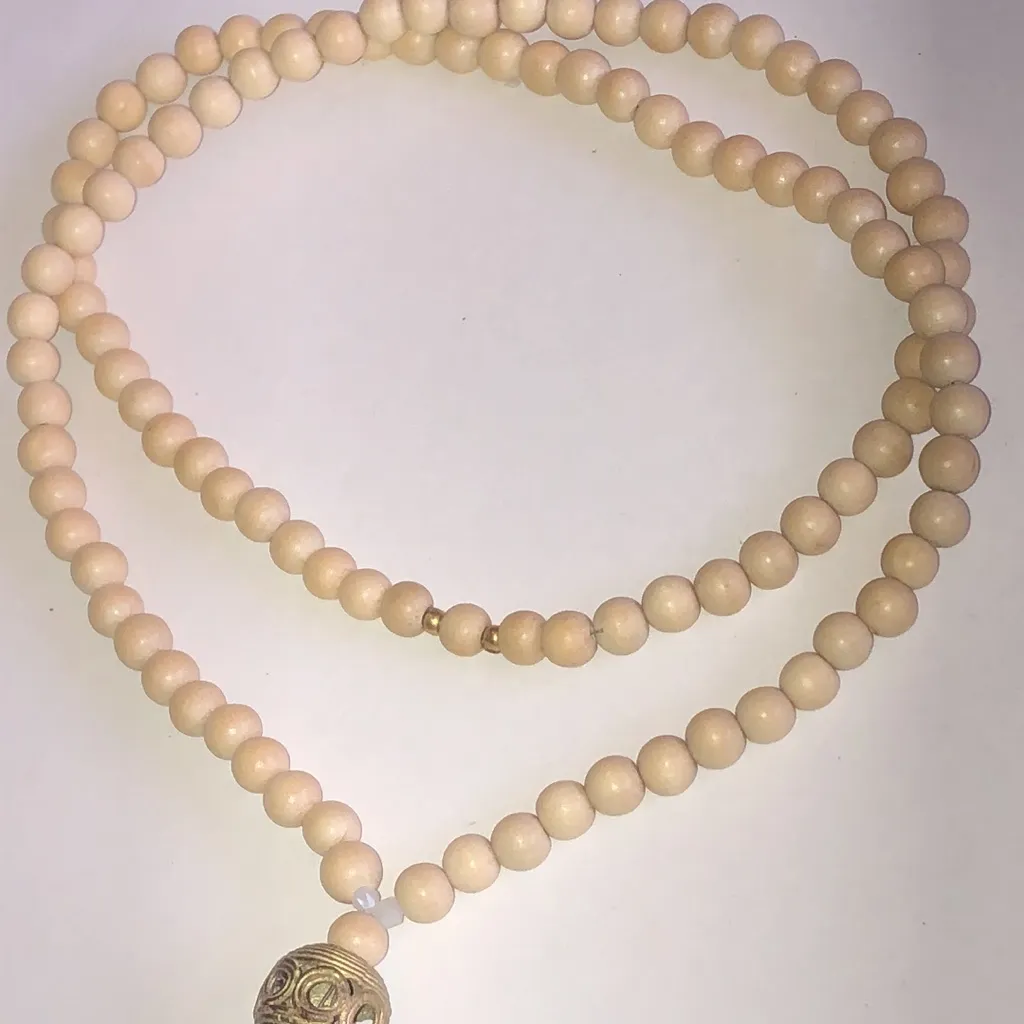 Elegant Beaded Boho Necklace with Navy Fabric Tassel Blue - Image 4