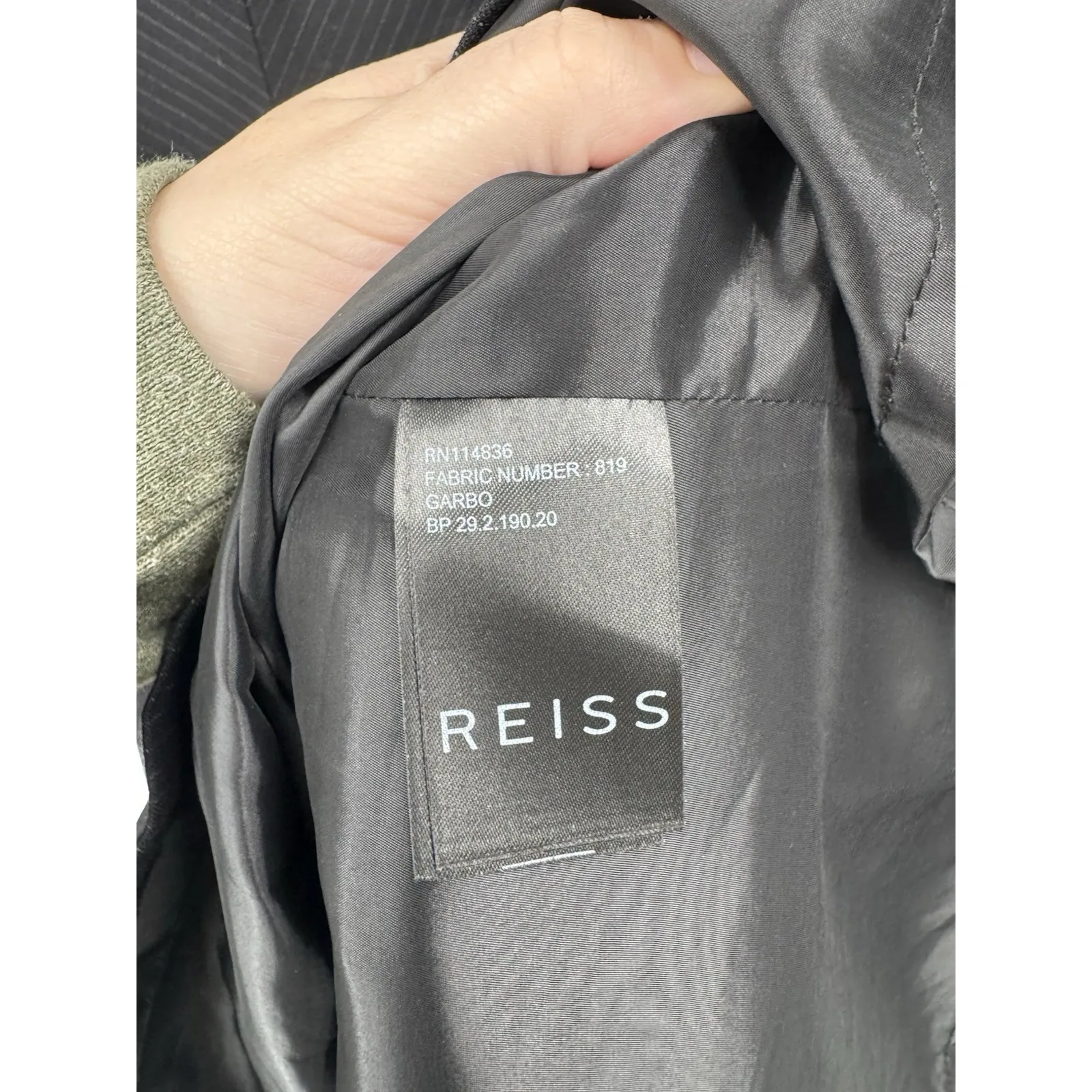 Reiss Bodycon Mini Formal Business Dress Women 6 Black Pinstripe Corpcore - Image 4