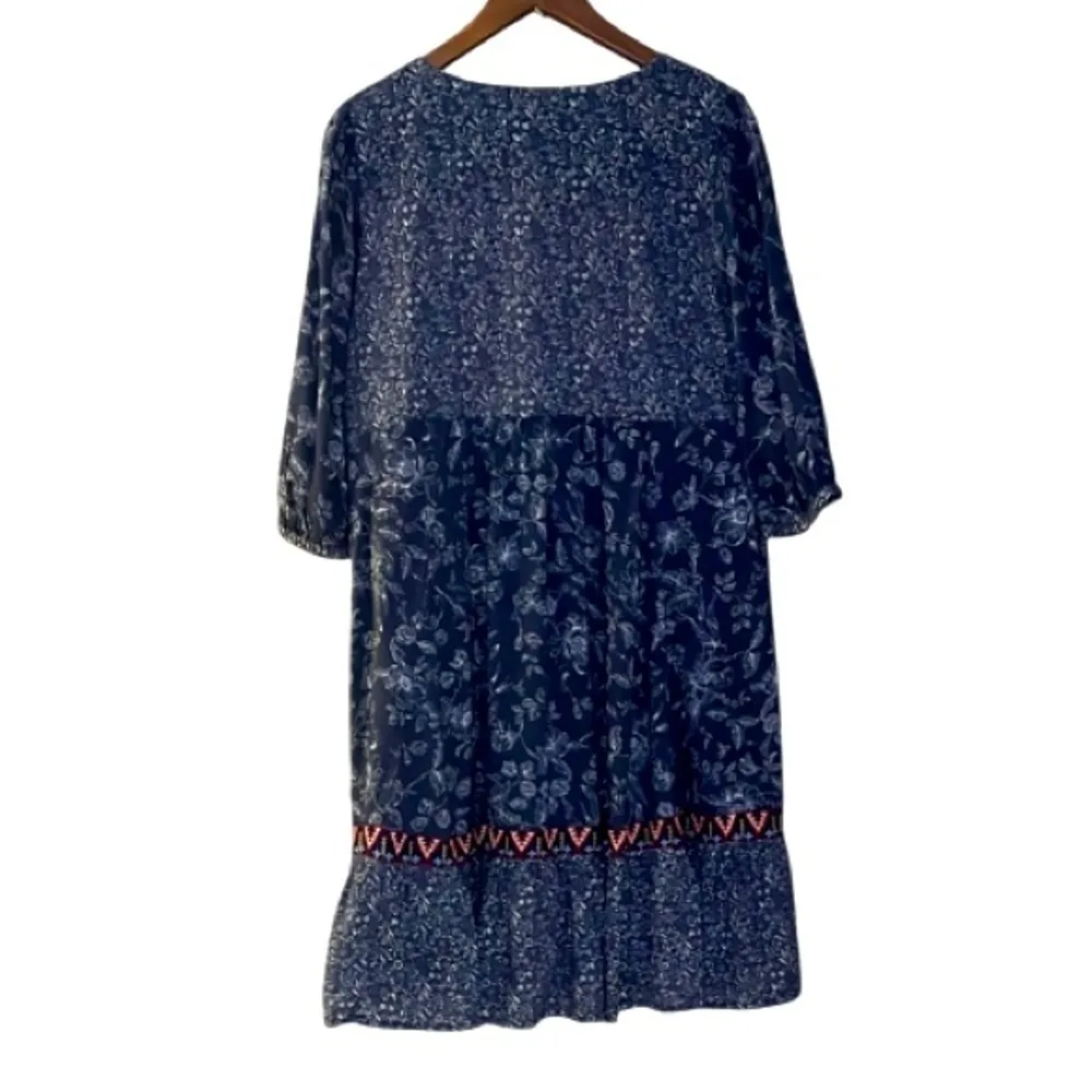 Sundance Talulah Tiered Dress Bohemian Floral Aztec Embroidered Western Small - Image 3