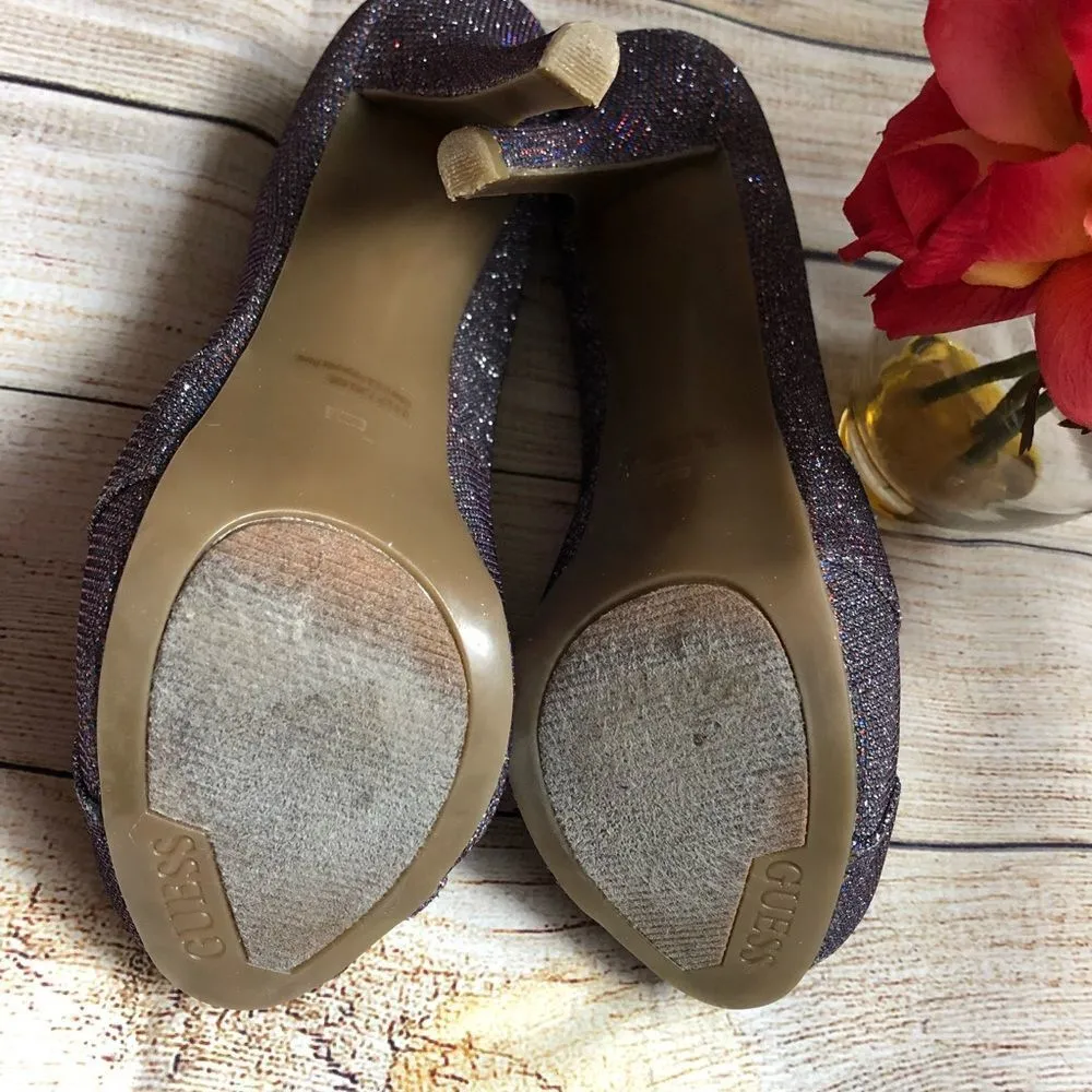 Guess Women's Isila Glitter Peep Toe, Size 8.5M - Image 5