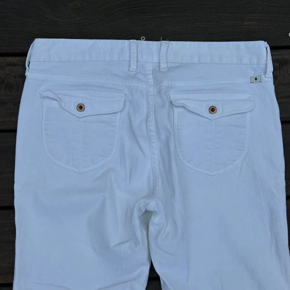 Y2K White Lucky Brand Sweet Jean Crop Denim Capri Pants w/ Gold Hardware - Image 3